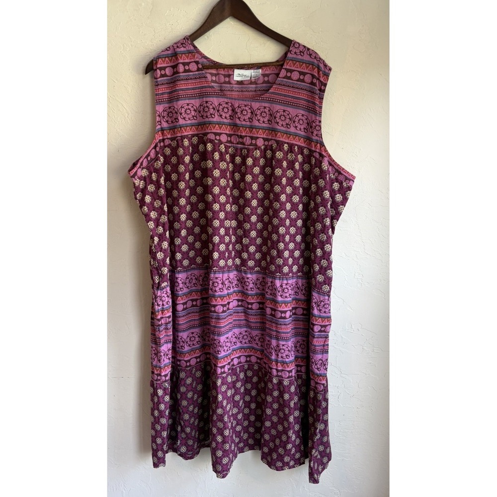 Vermont Country Store Floral Midi Dress 4X Bohemian Caftan Mumu Lounge Relaxed